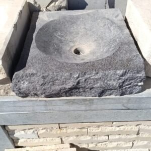 כיור אבן עגול בגוון כהה